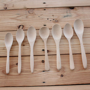 ช้อนไม้ ไม้บีช ทรงตรง สีพื้น สำหรับเด็ก ใช้คนอาหาร - Product Image 1