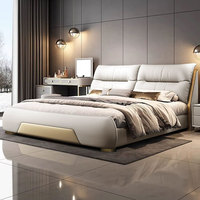 Meubles de chambre à coucher en bois de luxe moderne, lits rembourrés doux, lit double king size avec cadre de lit et rangement, design tendance