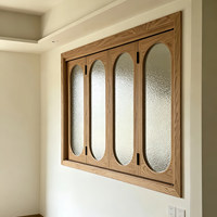 Fenêtre pliante gauche-droite en bois massif Tudaju, verre trempé; Fenêtre coulissante rétro à tête ronde pour bureau intérieur