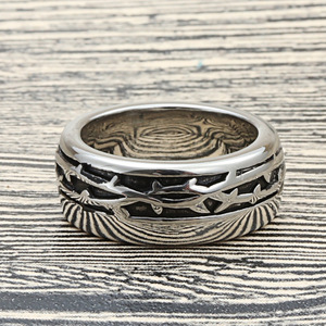 Men's Titanium Steel Flower Pattern <b>Ring</b> Retro Punk Style Stainless Steel Jewelry Gift 27073 - Product Image 4