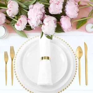 Assiettes de présentation en plastique acrylique transparent perlé de 13 pouces assiettes à dîner décoratives rondes de mariage pour les événements de mise en table - Product Image 2