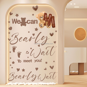 Adesivi Murali in Oro con Slogan in Inglese 'BOY' o 'GIRL' per Cameretta, Decorazione per Festa di Rivelazione del Sesso del Bambino, Carta da Parati Autoadesiva in PVC - Product Image 1