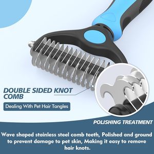 Peine Profesional de Acero Inoxidable para Desenredar Nudos de Mascotas, Cepillo de Aseo para Perros y Gatos de Pelo Largo, Venta al por Mayor de Fábrica - Product Image 3