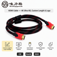 Câble HDMI 1.4V plaqué or mâle-mâle HDMI 1080P 3D pour HDTV 1,5 m Câble HDMI en nylon