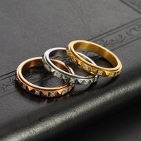 Anneau tournant en acier inoxydable incrusté de CZ, anneaux de couple, cadeau de la Saint-Valentin pour les amoureux