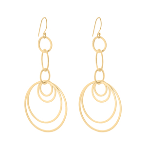 ต่างหูทรงวงกลมซ้อนกันลายเรขาคณิตสีทอง Kinetic Elegance ต่างหูแบบวงแหวนหลายวงทรงหยดน้ำ เครื่องประดับแฟชั่นทันสมัย - Product Image 6