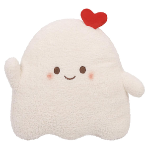 Bella faccia che agita la mano bianco <span class=keywords><strong>ciao</strong></span> fantasma peluche tocco liscio giocattolo con la testa cuore rosso divano Cuddle decorativi soffici cuscini carini - Product Image 1