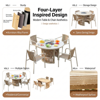 Ensemble de salle à manger d'extérieur Meiqi, table ronde et chaises, résistant à l'eau et aux UV, mobilier de jardin pour villa, balcon, terrasse