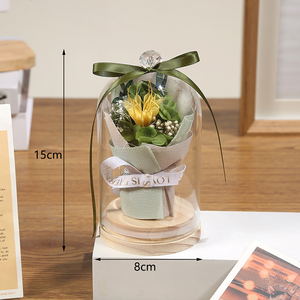 Fiori Freschi, Ornamenti Floreali Eterni, Piccola Luce Notturna Creativa con Cupola in Vetro, Rosa Eterna, Regalo, Decorazione da Tavolo, Ringraziamento - Product Image 2
