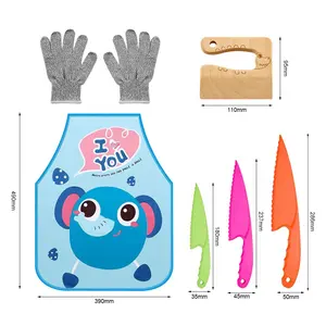 7Pcs Kid Children Safe Cooking Chef PP Knives Set Birthday Cake Knife Kitchen Cutter Fruit Vegetable Bread Plastic Cake Knife