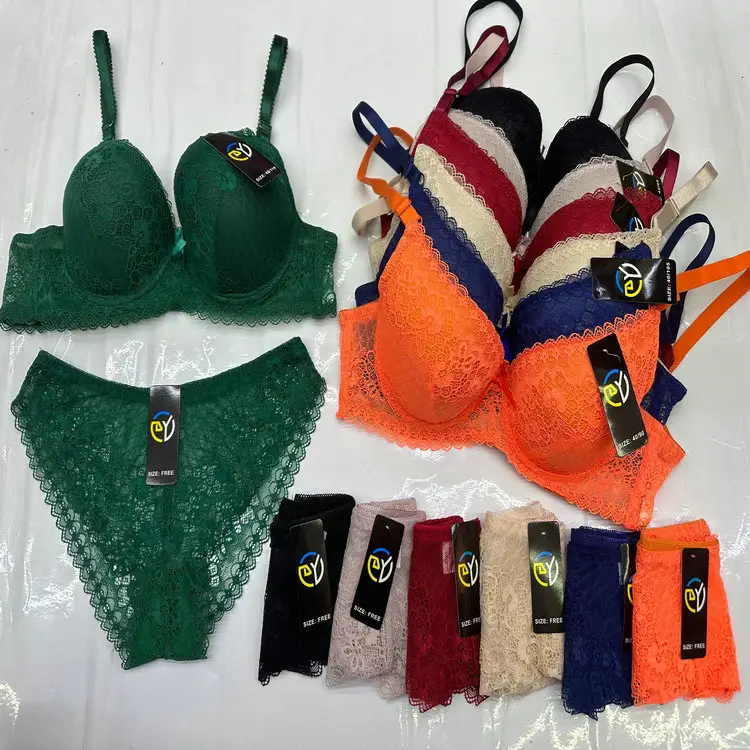 1.68 Dollar Model CG056 Size 36-46 Stock Ready Lady Plus Push Up Bra And Panty Set For Women