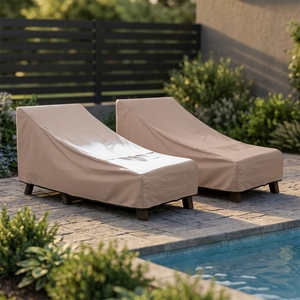 <span class=keywords><strong>Housse</strong></span> de chaise longue de patio ULTCOVER en PVC robuste, fermeture élastique, imperméable, pour extérieur, lot de 2 - 203 cm L x 71 cm W x 76 cm H - Product Image 4