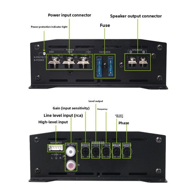 Dedicated High-Power Single-Channel Class D Car Audio Subwoofer Amplifier 75dB SNR Standard Fitment Cross-Border OEM