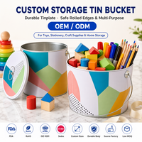 Seau de rangement en métal avec couvercle pour jouets, fournitures de bureau et matériel d'artisanat – Tailles personnalisées, OEM, ODM, faible MOQ, directement de l'usine