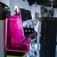 Bouteille d'eau sport magnétique carrée de haute qualité 2,7 L avec bouchon à paille et support de téléphone, écologique, compatible eau bouillante, directement de l'usine