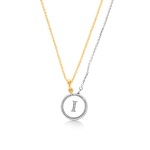 Collar con Colgante de Diamante en Forma de Letra I, Cadena de 2 cm, Acero, Oro, Plata - Product Image 1