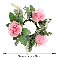 Guirlande de roses artificielles, fleurs roses, feuilles d'eucalyptus, 20 cm, décoration de Noël pour porte, centre de table, fête, décoration de la maison, vente en gros