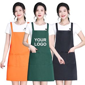 Wsy744 Custom Heavy Duty Baking Cooking Printed Canvas Oxford With Two Pockets Cotton Apron - Product Image 2