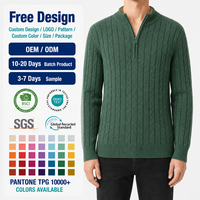 Herren Viertelreißverschluss-Pullover Zopfmuster Stehkragen Pullover Waldgrün Warm Winter OEM ODM Individuelles Logo