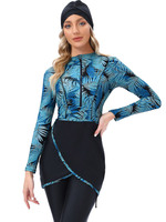 Maillot de bain musulman élégant 3 pièces imprimé par sublimation pour femme, magnifique burkini de plage avec pantalon