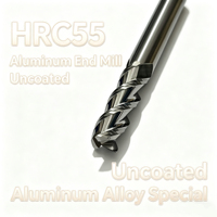 Fresa de extremo cuadrado de carburo sólido sin recubrimiento HRC55, 3 filos, D4-D20, longitud total 150mm, para aluminio CNC ODM OEM CUFFNOD