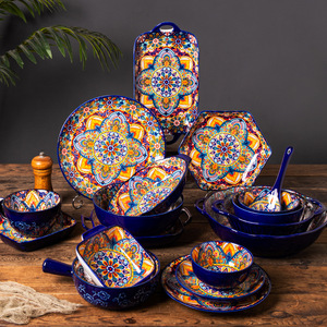 Bohemian Retro seramik çanak set-tek kullanımlık sıraltı renk pirinç ve şehriye çorbası kasesi hediye düğün döner olay hediyeler tabaklar - Product Image 1