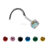 Clous de nez en acier inoxydable poli miroir plaqué zircon, bijoux de piercing tendance, anneau de narine pour femme