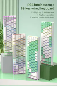 2024 Mini RGB oyun mekanik klavye 68-Key anti-gölgelenme kablolu BT yeşil anahtarı yüksek 5V İngiltere/İtalya uyumlu mikro-ips ekran