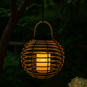 Kanlong 31.5*31.5*25cm Plastique Circulaire Vigne Led Lanterne Bougie À L'<span class=keywords><strong>intérieur</strong></span> Du Jardin <span class=keywords><strong>Solaire</strong></span> Rotin Lumière Lanterne - Product Image 5