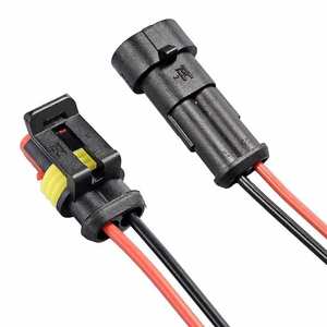 Connecteur automobile 2 broches étanche mâle et femelle avec faisceau de câbles électriques 16AWG - Product Image 2
