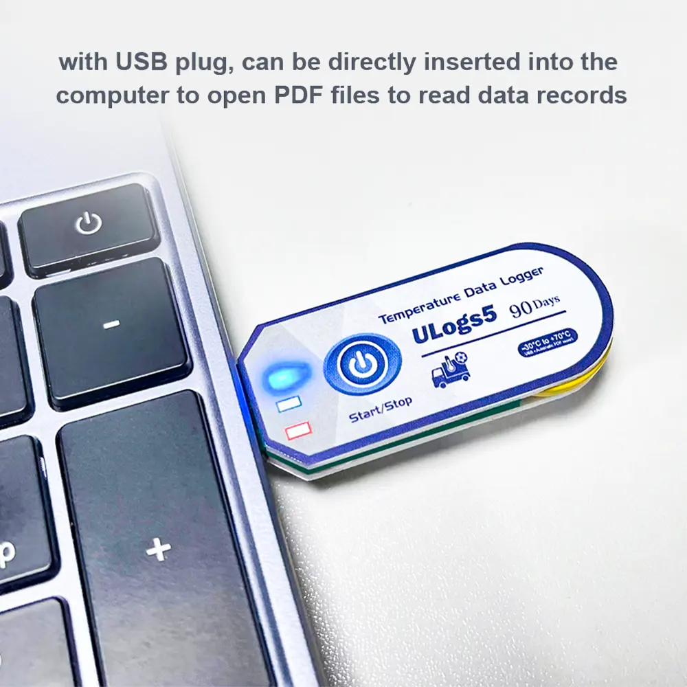 מקליט חד פעמי שרשרת קרה USB לוגר נתוני טמפרטורה לשימוש חד פעמי מקליט טמפרטורת נתוני טמפרטורה