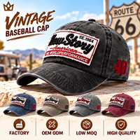 Casquette de baseball non structurée en coton lavé à 6 panneaux de haute qualité, style vintage, avec patch tissé brodé, vente en gros OEM ODM