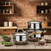 Ensemble de casseroles en acier inoxydable 12 pièces, très vendu, marmite, casserole, compatible induction, fond en aluminium, couvercle en verre, passe au lave-vaisselle