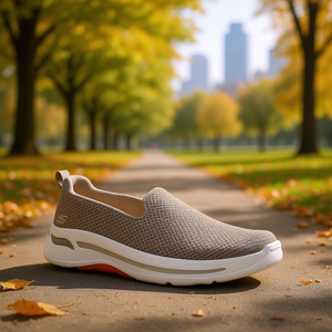 Skechers Go Walk Arch Fit Chaussures de marche à enfiler pour femme, taupe, dessus en maille corail, semelle intermédiaire en EVA, semelle extérieure en caoutchouc, toutes saisons, décontractées - Product Image 2