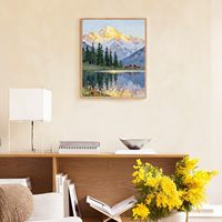 Peinture à l'huile DIY Paysage Montagne enneigée Lac Songwoo pour Adultes, Toile Murale Décoration Maison, Kits Peinture par Numéros pour Enfants