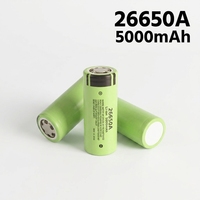 Baterai Lithium Ion 26650A 3.7V 5000mAh Kapasitas Tinggi, Sel Silinder Isi Ulang untuk Senter, Peralatan Listrik, Paket DIY