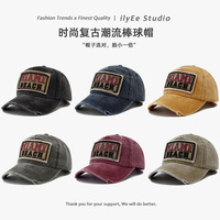 Topi Baseball Snapback 6 Panel Unisex Gaya Amerika Vintage, Bahan Katun 100% Hasil Cuci, Dapat Disesuaikan, Bordir - Efek Wajah Ramping