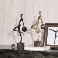 Escultura Decorativa de Figura Humana Abstracta en Bronce Negro Antiguo y Bronce Amarillo para Decoración del Hogar