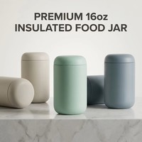 12oz 16oz étanche thermique isolé sous vide double paroi en acier inoxydable 18/8 pot de nourriture cuillère en céramique gobelets en acier inoxydable