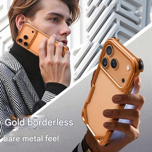 Ốp điện thoại khung kim loại nhôm cao cấp cho iPhone 17 16 15 Pro Max với lớp bảo vệ <span class=keywords><strong>silicon</strong></span> mềm bốn góc - Product Image 3