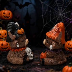 Cruz frontera Halloween nuevo lindo tonto Highland <span class=keywords><strong>vaca</strong></span> resina estatua 8*8*10,5 cm moderno Simple interior al aire libre vacaciones decoración hogar - Product Image 2