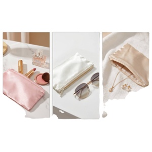 Bolsa de Almacenamiento con Cierre para Brochas de Maquillaje, Gafas y Bolígrafos, con Logotipo Personalizado, de Satén, Lujosa, Suave, de Seda Sintética, para Regalo - Product Image 1