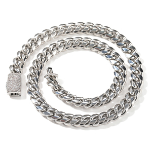Nouveauté Collier Chaîne Cubaine en Acier Inoxydable 8mm 10mm 12mm en Gros Fermoir Zircon AAA <span class=keywords><strong>Bijoux</strong></span> Tendance - Product Image 2