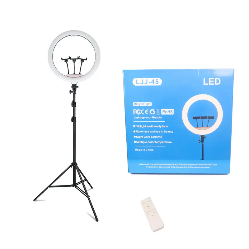 18 Inch Ringlamp 60W 3000-6500K Professionele Fotografie Led Met Statief Stand Afstandsbediening Voor Camera Fotogalerij Youtube Video