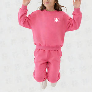 Sudadera Infantil Personalizada de Estilo Básico con Estampado Puff, de Algodón y Felpa, Hombros Caídos, Corte Holgado, Bordada, para Niñas - Product Image 2