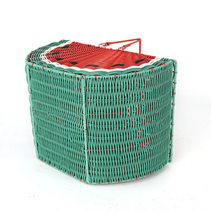 Panier de rangement personnalisé pour articles divers, panier de pique-nique en imitation rotin tressé motif pastèque, panier à fruits portable - Product Image 2