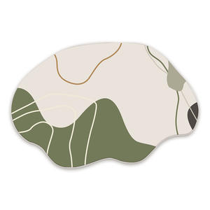 Tapis Moderne Abstrait Forme Originale Crème Vert Beige Antidérapant pour Salon Chambre Nettoyage Facile Lavable à l'Eau - Product Image 2