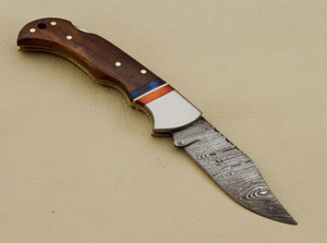 Back <b>lock</b> pocket <b>knife</b> customized handmade pocket <b>knife</b> Damascus steel razors sharp pocket <b>knife</b> with leather sheath - Product Image 5
