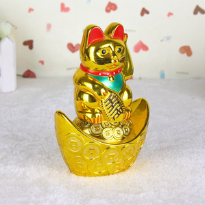 Chat porte-bonheur japonais en plastique de 7 pouces, alimenté par batterie, <span class=keywords><strong>couleur</strong></span> blanc doré noir, bras qui bouge, chat porte-bonheur <span class=keywords><strong>Maneki</strong></span> <span class=keywords><strong>Neko</strong></span> pour la décoration de la voiture et de la maison - Product Image 4