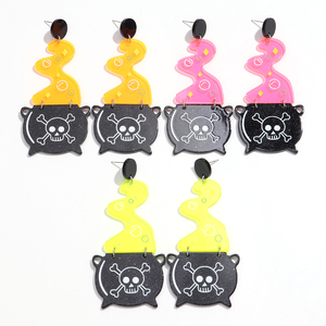 2025 nouveauté personnalisé néon pendentif haute qualité acrylique drôle crâne toxique gaz boucles d'oreilles pour les femmes - Product Image 1